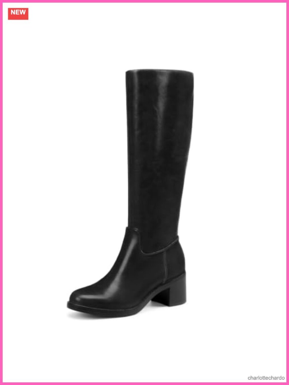 Knee High Boots Women Round Toe Side Zipper Chunky Heel Faux Leather Fall